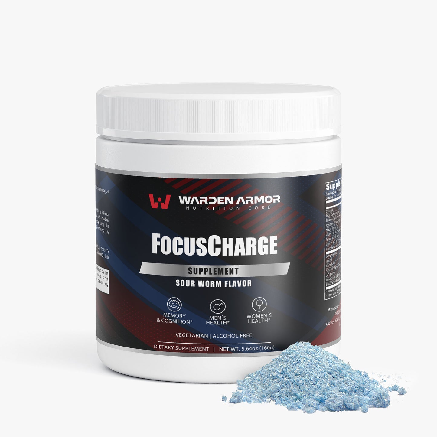 FocusCharge – cognitive focus and energy powder – Sour Gummi Worm flavor – Warden Armor Nutrition Core