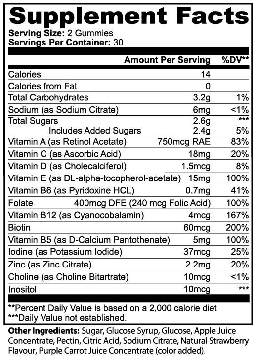 NutriBear I Adult Multivitamin Gummies – Complete Daily Wellness & Immune Support | Strawberry Flavor