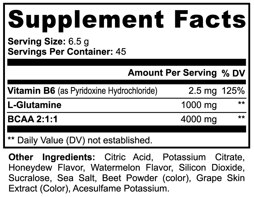 Lean Build | BCAA + Glutamine Muscle Recovery & Growth Formula (Honeydew/Watermelon)