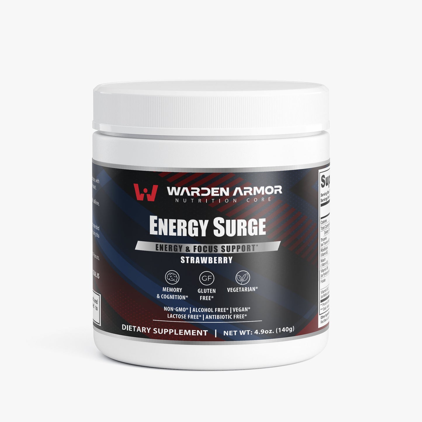 Energy Surge – Strawberry Shortcake flavor – clean energy and focus powder – Warden Armor Nutrition Core