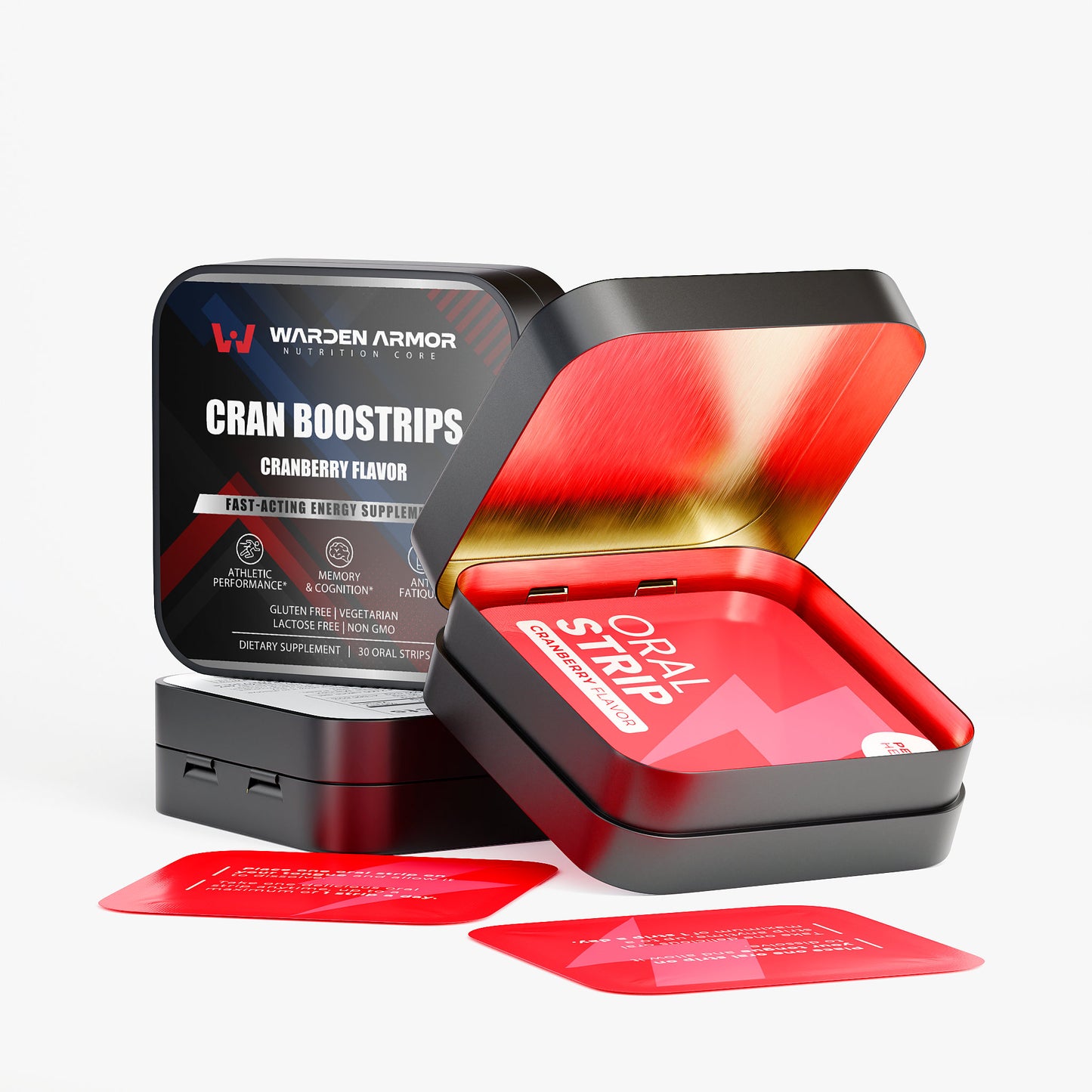 Cran Boostrips I Fast-Acting Cranberry Flavor Energy Supplement for Focus, Stamina & Mental Clarity (30 Strips)