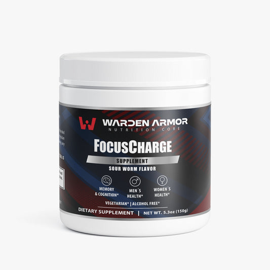 FocusCharge – cognitive focus and energy powder – Sour Gummi Worm flavor – Warden Armor Nutrition Core